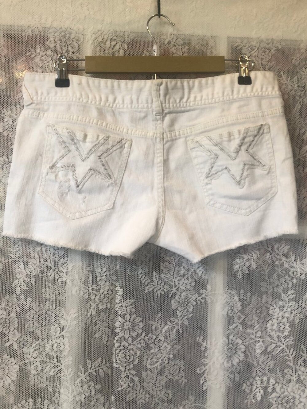 Y2K White BONGO Micro Mini Denim Jean Shorts 11 Low Rise Distressed 34" waist